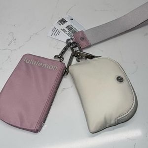 White Opal/Pink Peony Lululemon dual wristlet